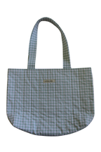 handmade cotton tote bag green gingham white