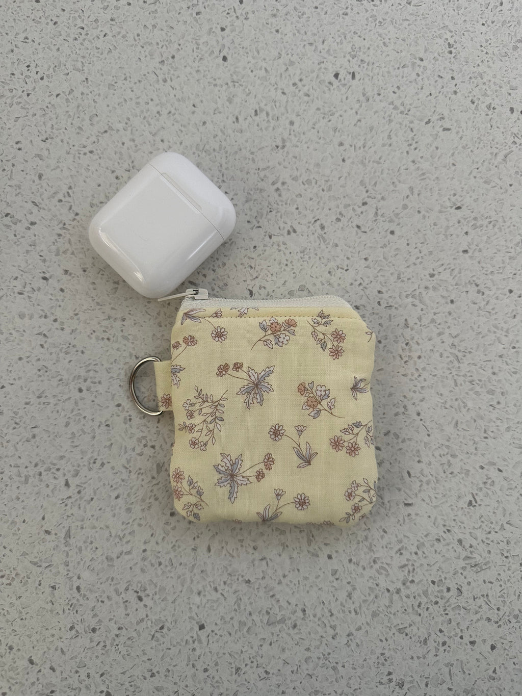 handmade cotton AirPod pouch yellow flower 