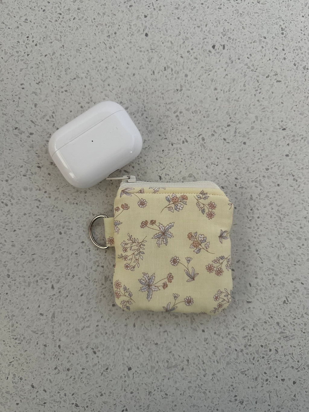 handmade cotton AirPod pouch yellow flower 
