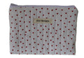 handmade cotton zipper pouch white hearts 