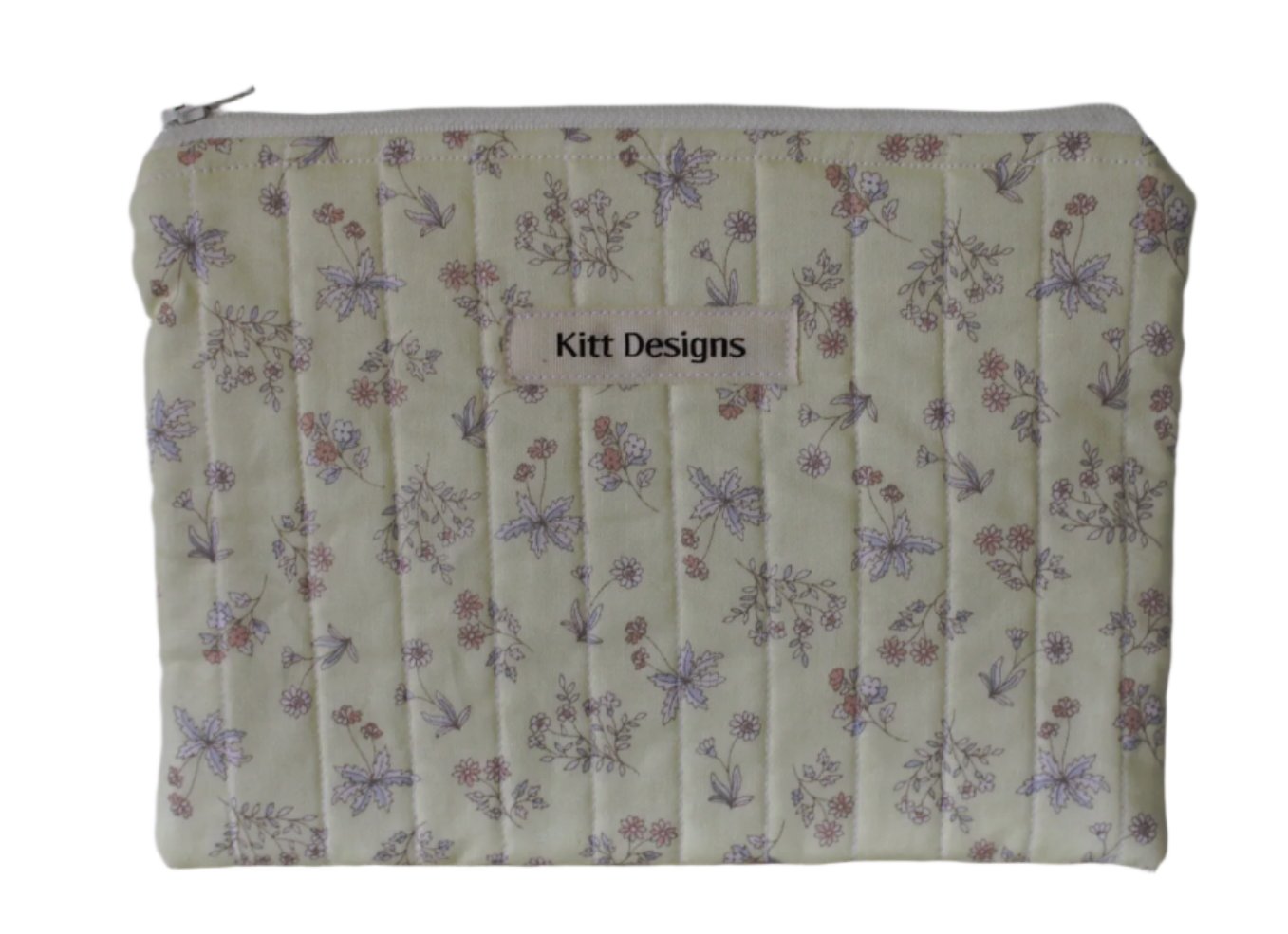 handmade cotton zipper pouch yellow flower 