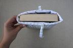 handmade cotton small book sleeve green gingham white