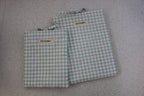 handmade cotton small book sleeve green gingham white