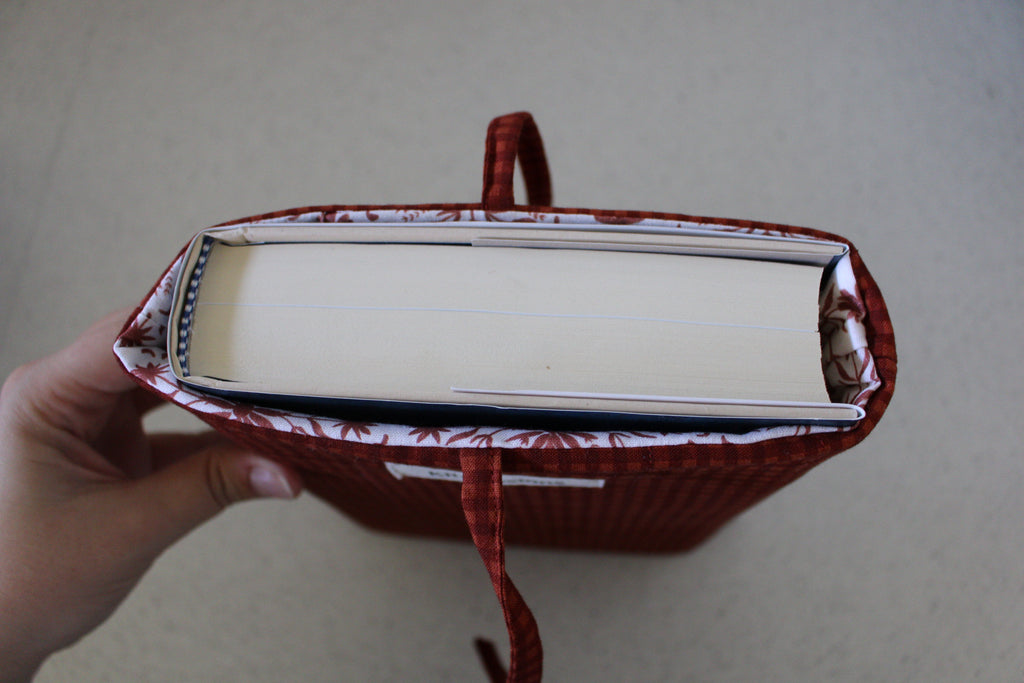 handmade cotton book sleeve brown gingham 