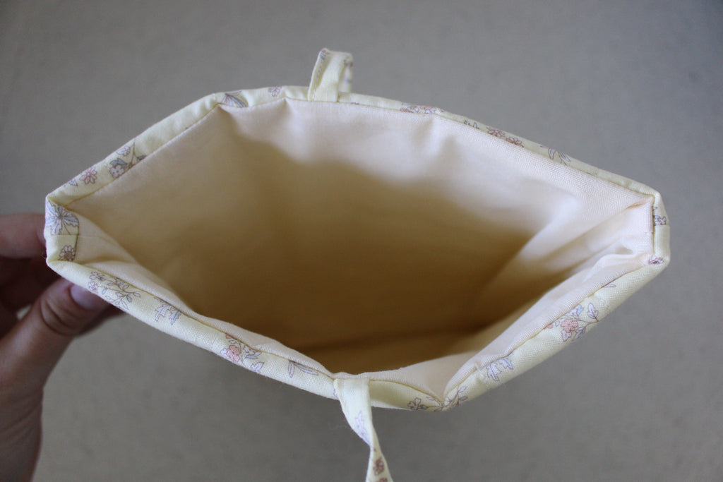 handmade cotton book sleeve yellow flower