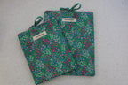 handmade cotton small book sleeve green flower