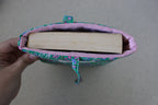 handmade cotton small book sleeve green flower