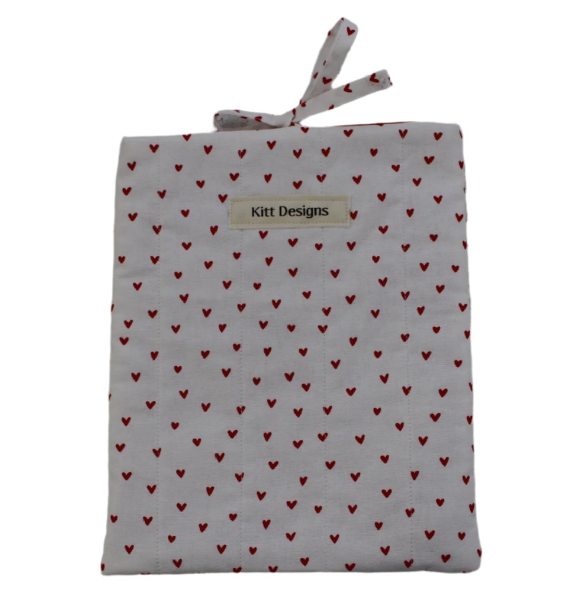 handmade cotton small book sleeve white heart 