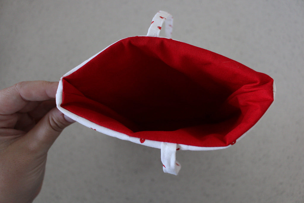 handmade cotton small book sleeve white heart 