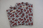 handmade cotton book sleeve grey red flower 