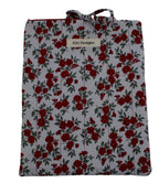 handmade cotton book sleeve grey red flower 