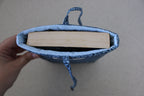 handmade cotton small book sleeve blue navy leaf