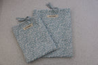 handmade cotton small book sleeve white blue leaf