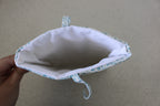handmade cotton small book sleeve white blue leaf