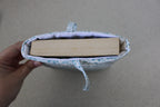 handmade cotton small book sleeve white blue leaf