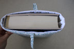 handmade cotton book sleeve blue leaf