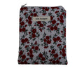 handmade cotton kindle pouch grey red flower