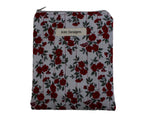 handmade cotton kindle pouch grey red flower