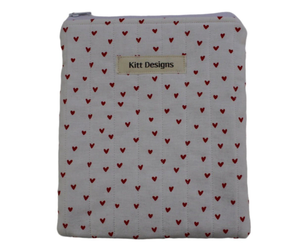handmade cotton kindle pouch white heart