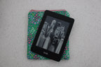 handmade cotton kindle pouch green flower