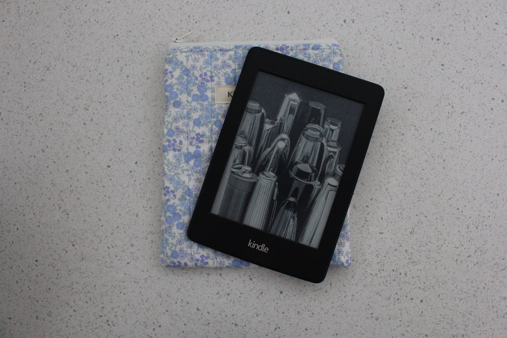 handmade cotton kindle pouch blue flower