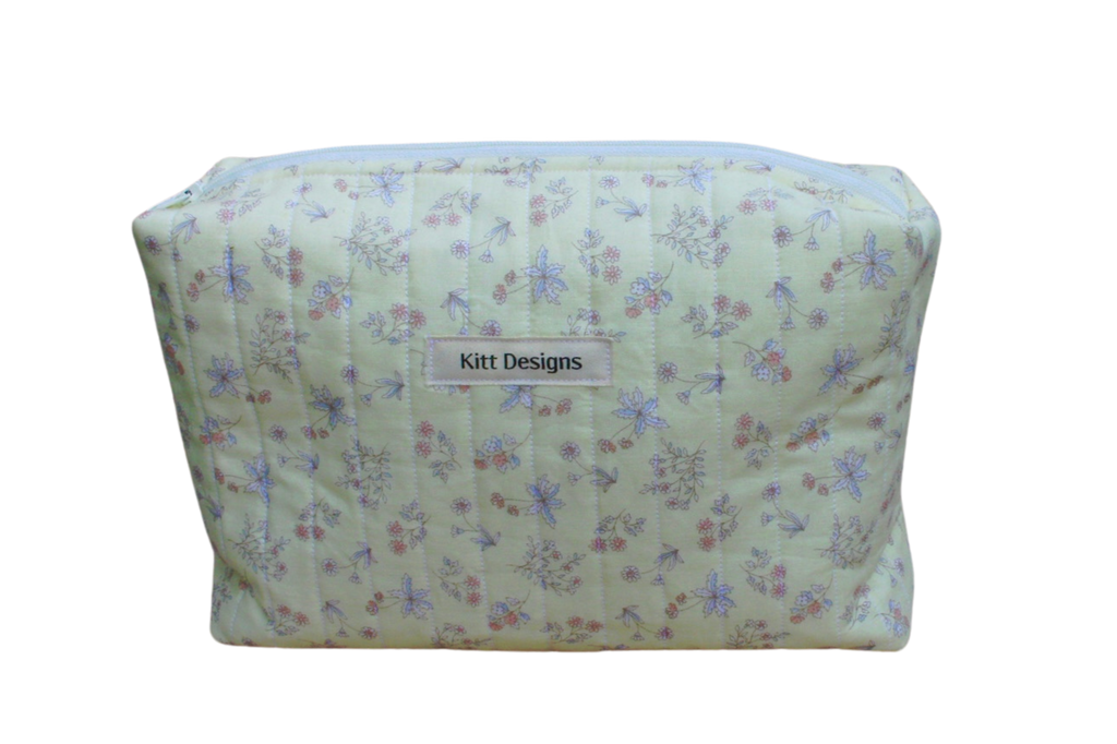 handmade cotton travel pouch yellow flower