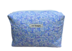 handmade cotton travel pouch blue flower 