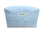 handmade cotton travel pouch blue white leaf