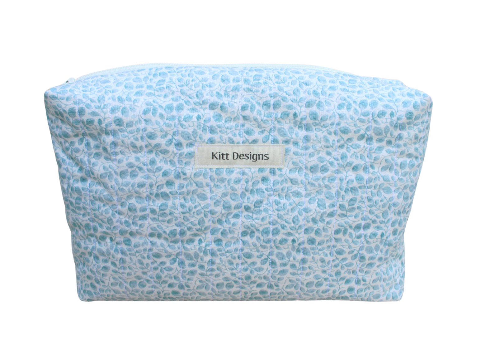 handmade cotton travel pouch blue white leaf