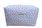 handmade cotton travel pouch white hearts