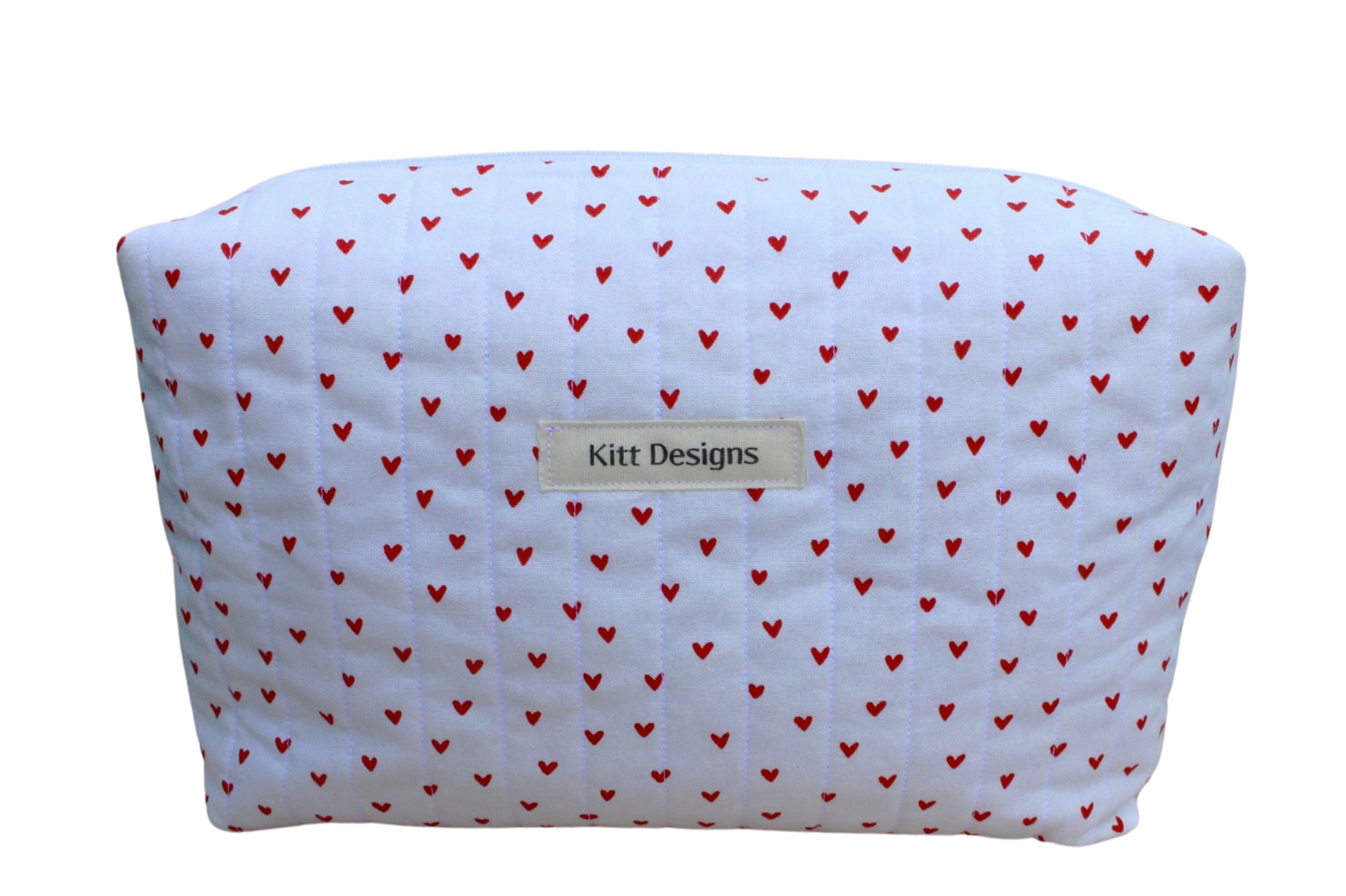 handmade cotton travel pouch white hearts