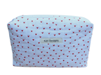 handmade cotton beauty pouch white hearts