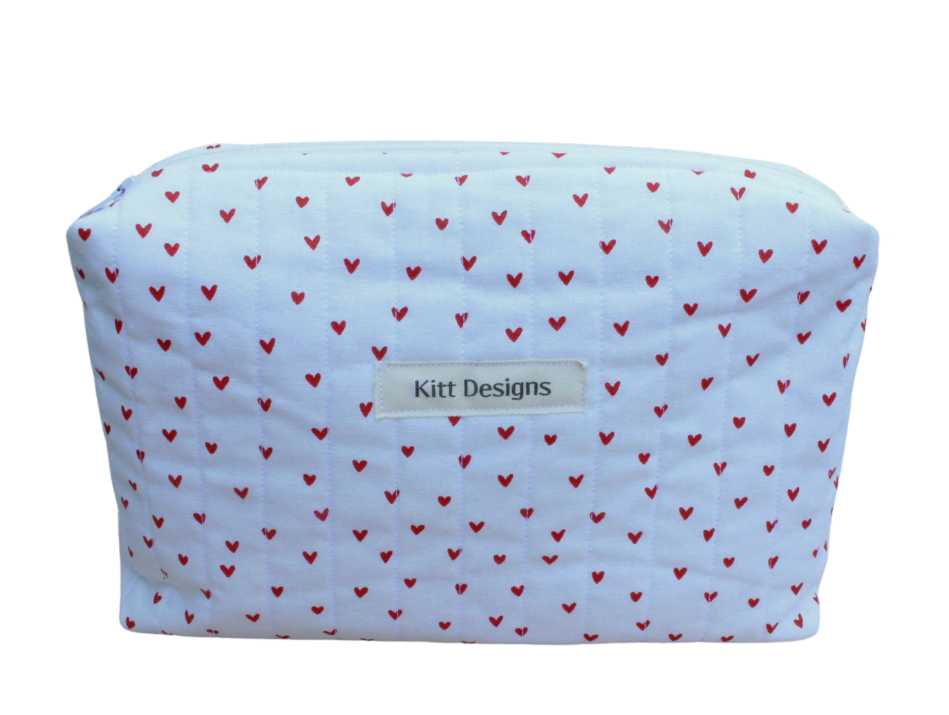 handmade cotton beauty pouch white hearts