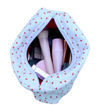 handmade cotton beauty pouch white hearts makeup 