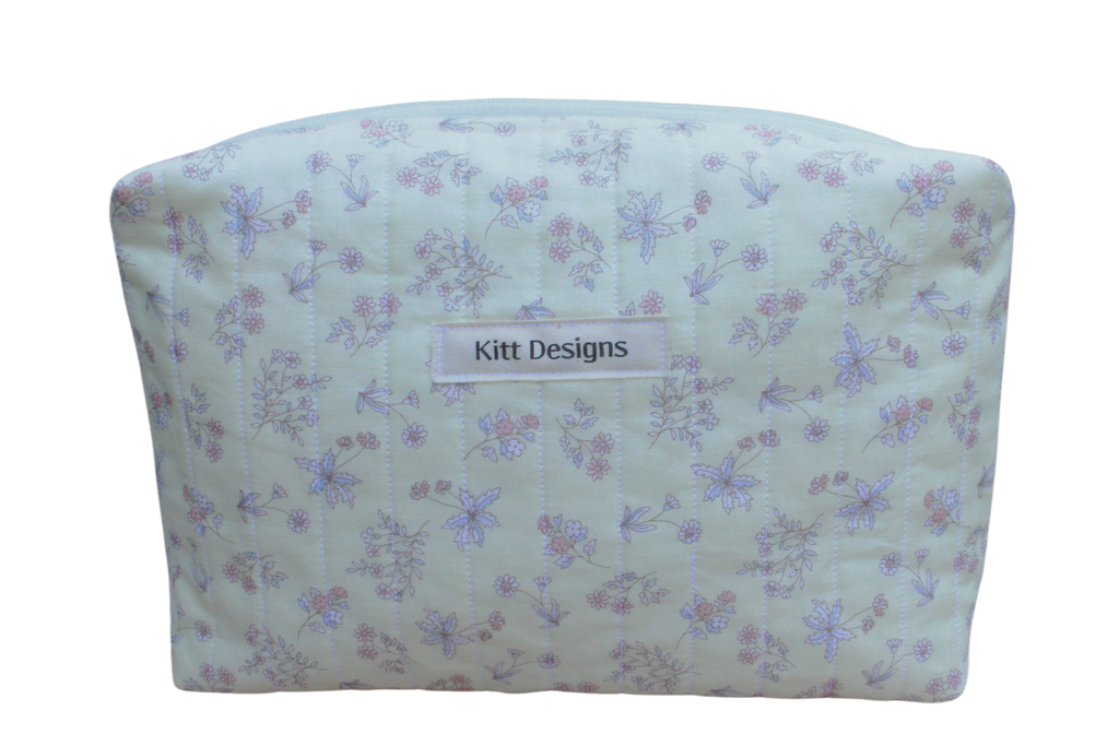 handmade cotton beauty pouch yellow flower makeup bag