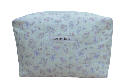 handmade cotton beauty pouch yellow flower makeup bag