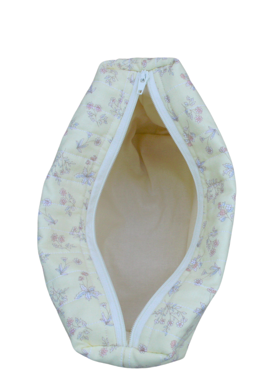 handmade cotton beauty pouch yellow flower makeup bag