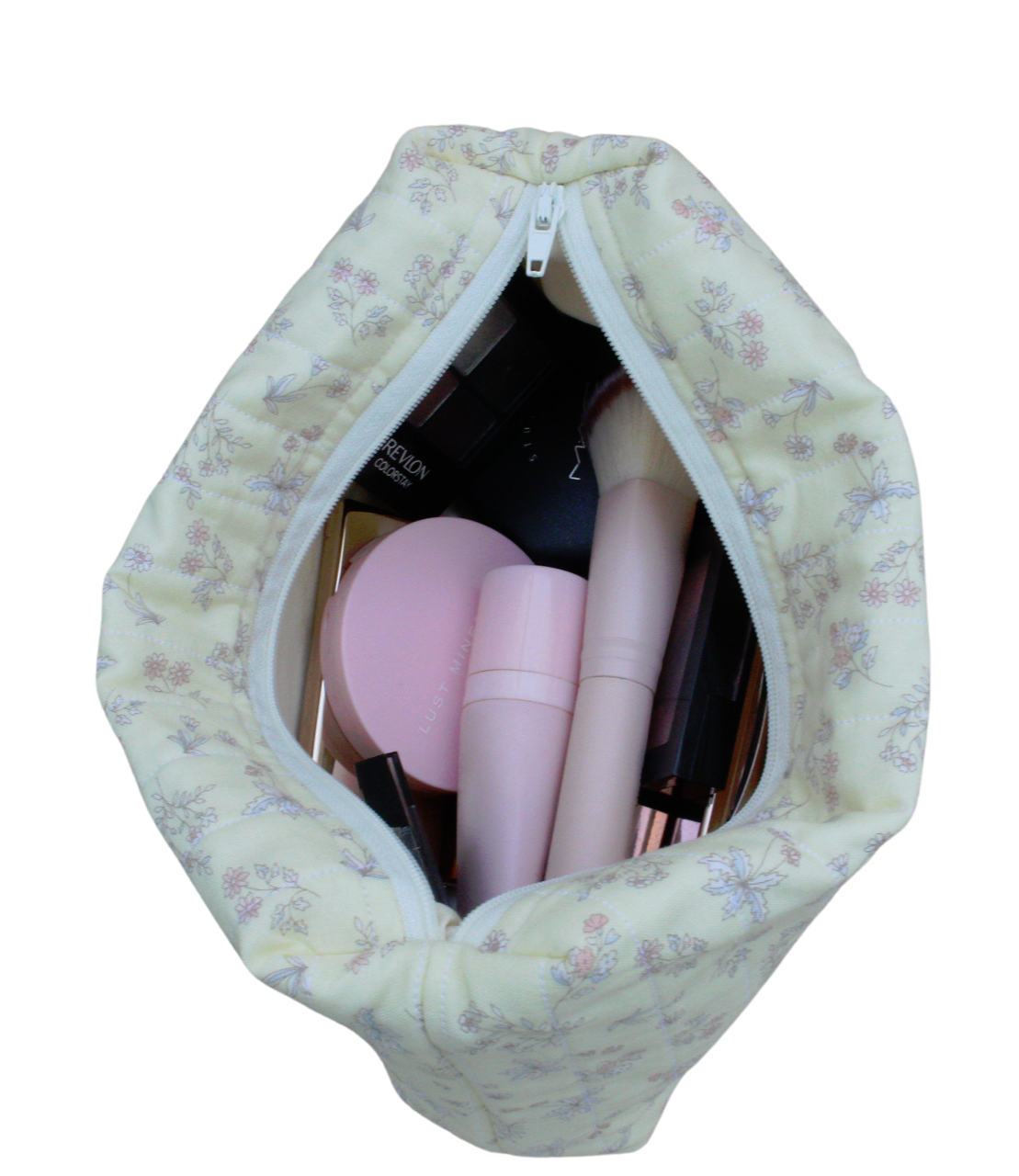 handmade cotton beauty pouch yellow flower makeup bag