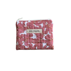 Pink floral pouch with 'Kitt Designs' label coin pouch