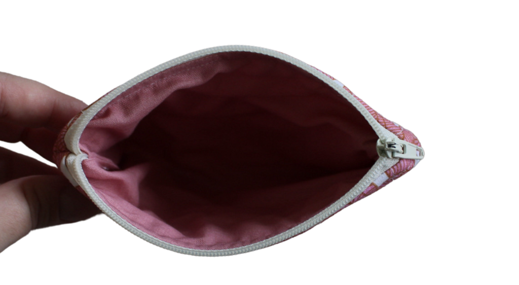 handmade cotton coin pouch pink white leaf