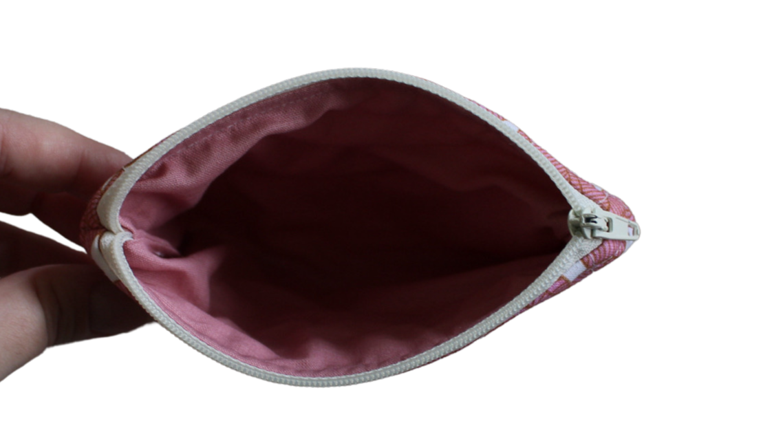 handmade cotton coin pouch pink white leaf