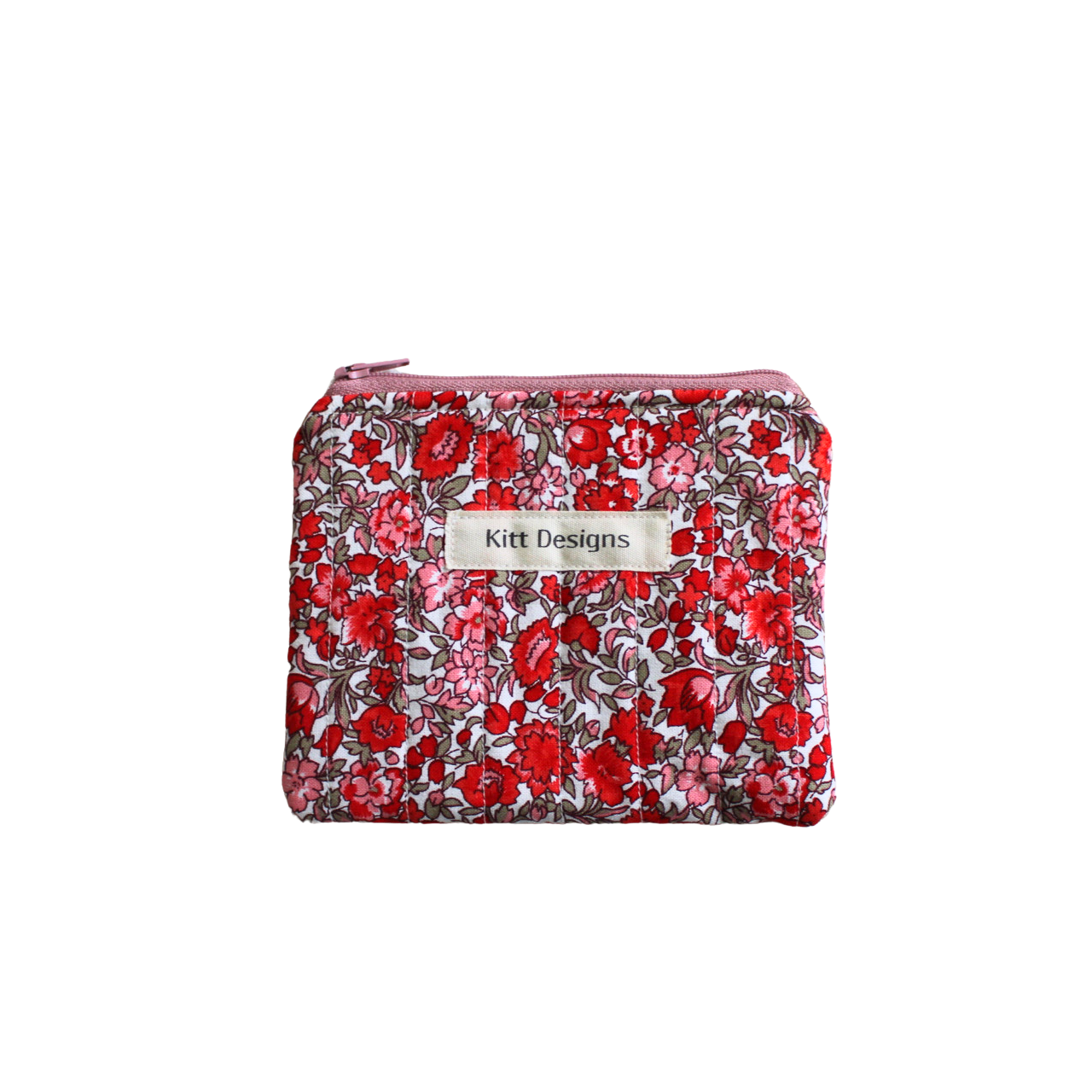 Red floral-patterned product packaging coin pouch