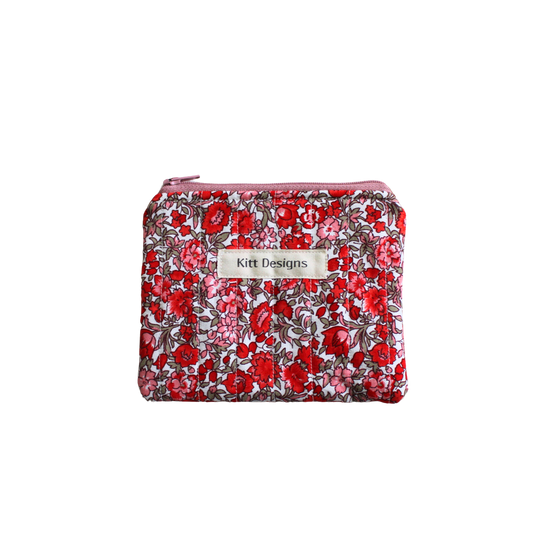 Red floral-patterned product packaging coin pouch