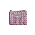 Small pink patterned pouch with a brand label coin pouch
