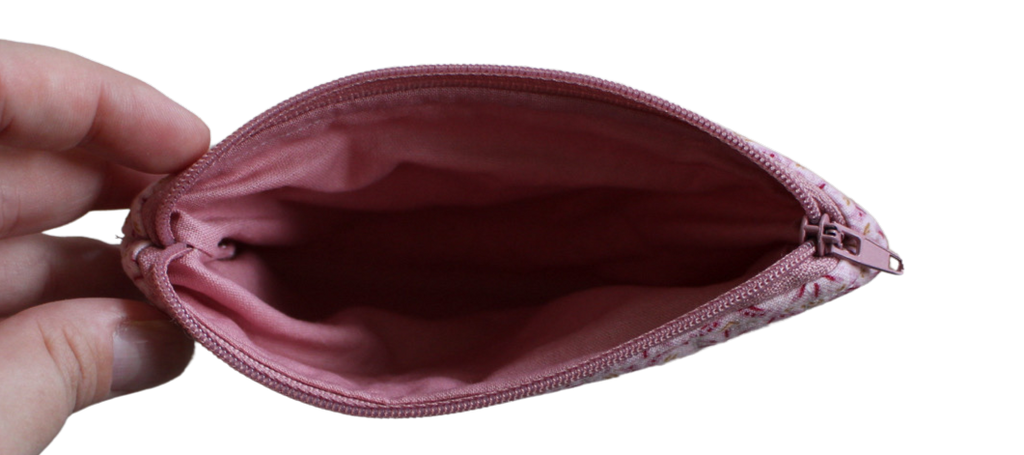 handmade cotton coin pouch white maroon flower 