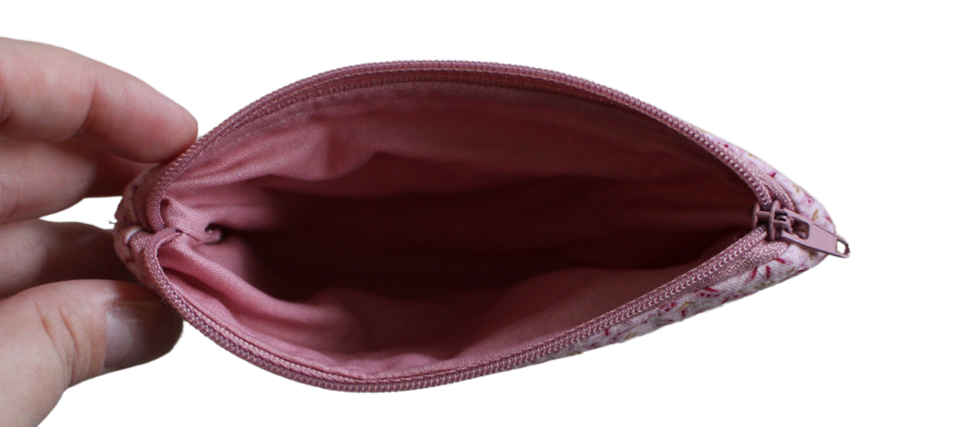 handmade cotton coin pouch white maroon flower 
