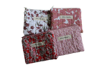 handmade cotton coin pouch pink white leaf red flower maroon