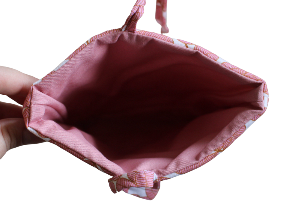 handmade cotton book sleeve tie pink white leaf