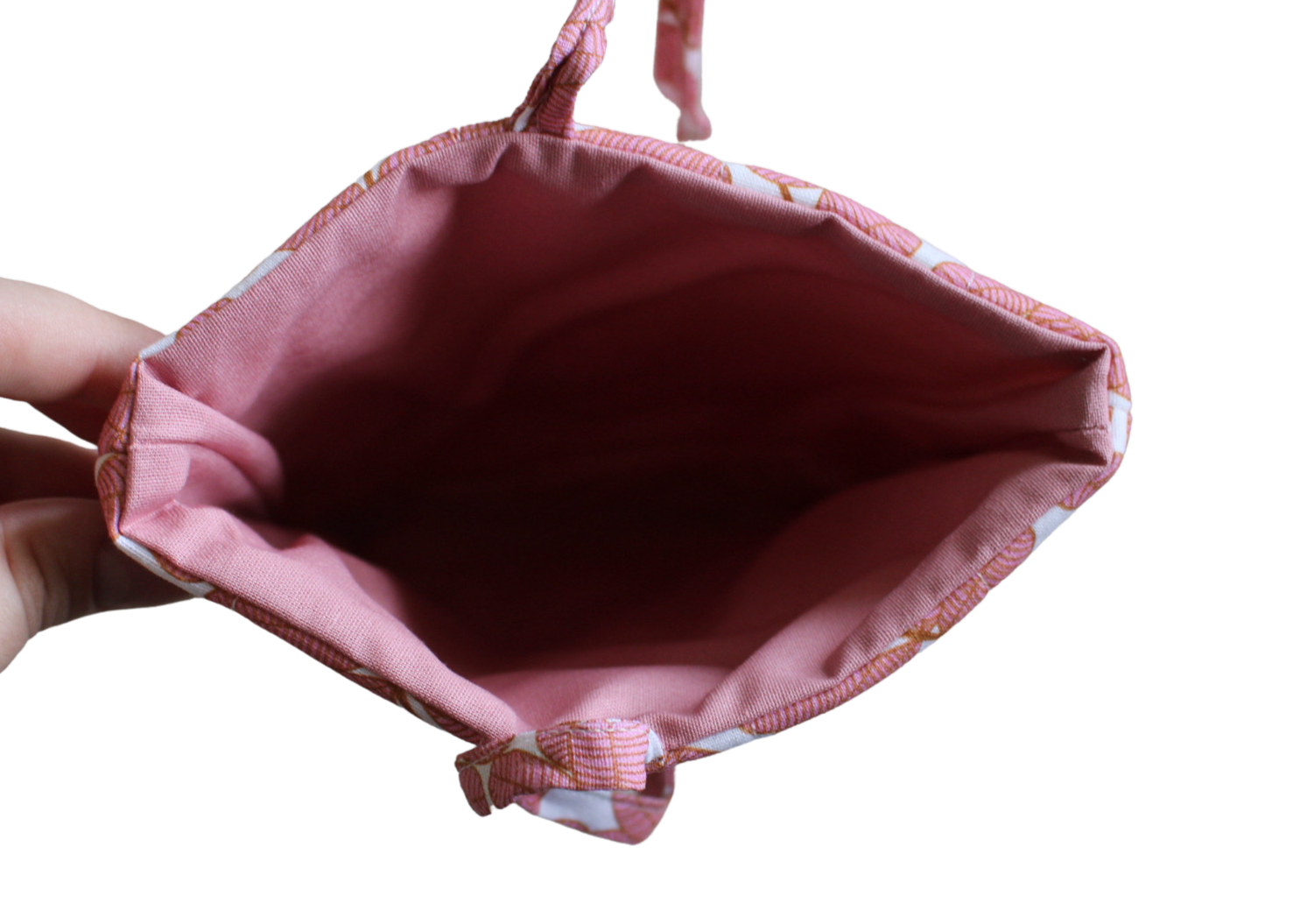 handmade cotton book sleeve tie pink white leaf