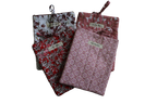 handmade cotton small book sleeve tie white pink maroon red flower